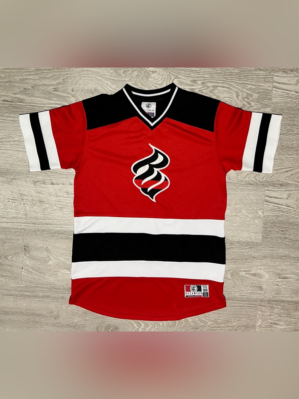 Vintage Y2K Rocawear Red/Black/White Colour Block Mens Jersey
